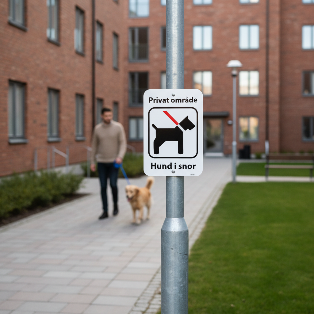 Privat område hund i snor skilt - Billede 9