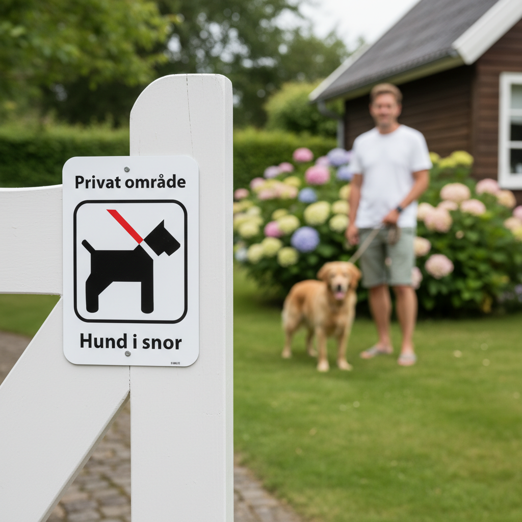 Privat område hund i snor skilt - Billede 7