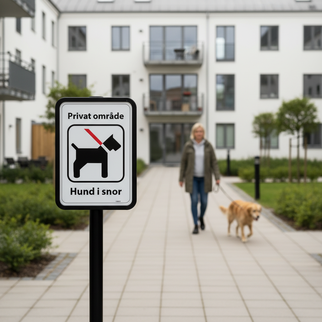 Privat område hund i snor skilt - Billede 5