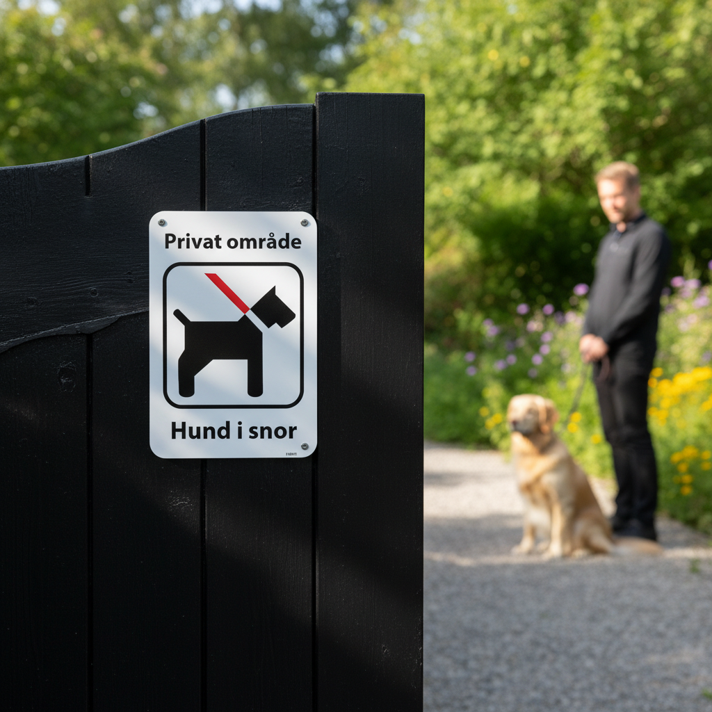 Privat område hund i snor skilt - Billede 4