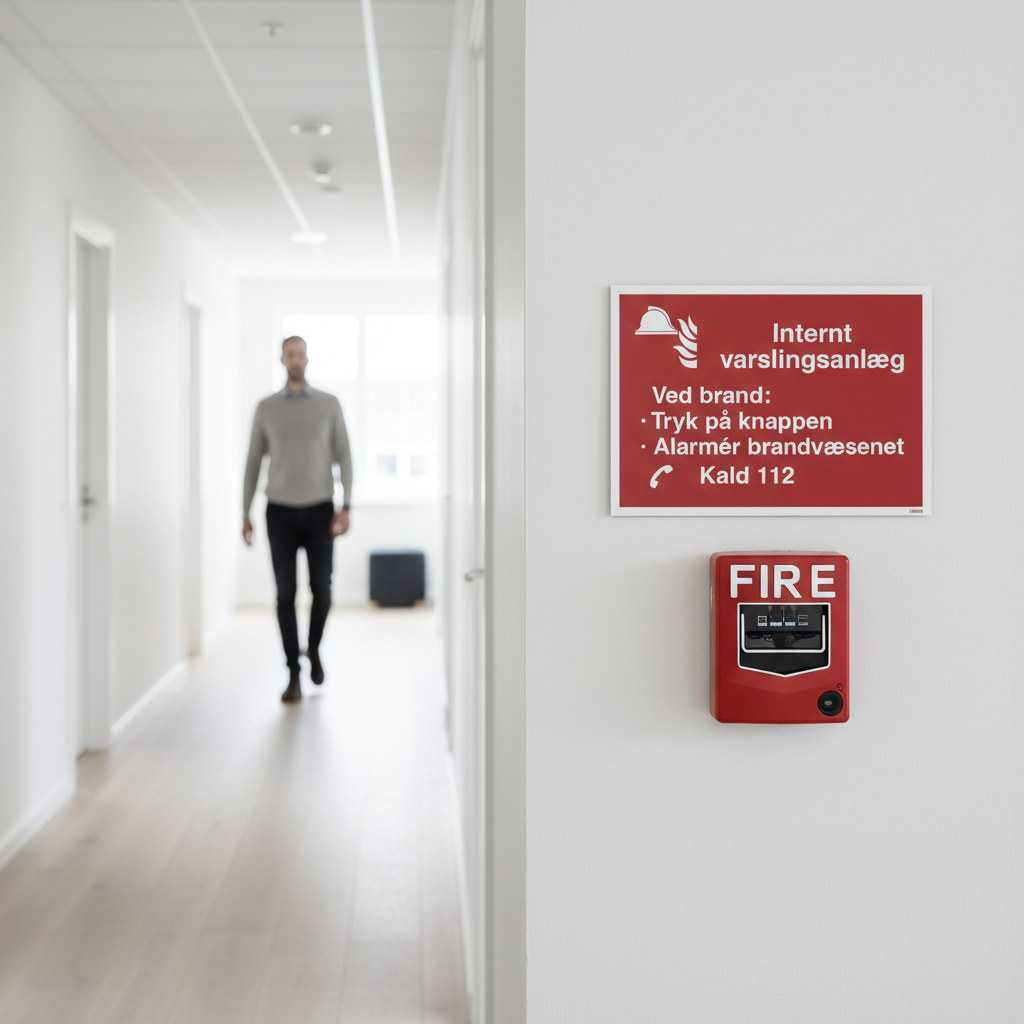 Internt varslingsanlæg, ved brand skilt - Billede 2
