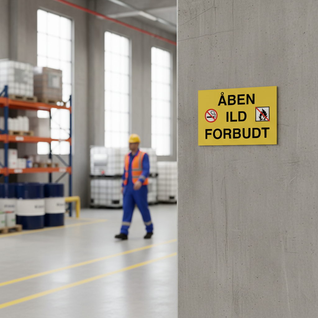 Åben ild forbudt skilt med rygning forbudt og åben ild piktogrammer - Billede 2