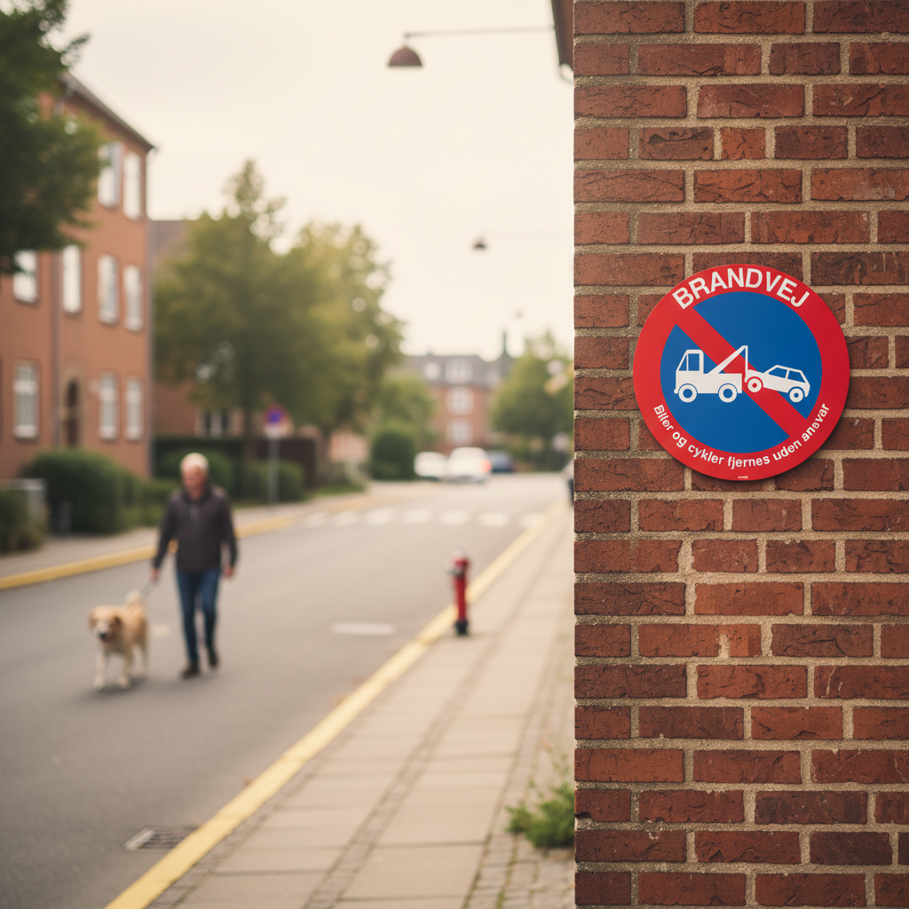 Brandvej Biler og cykler fjernes uden ansvar skilt - Billede 2