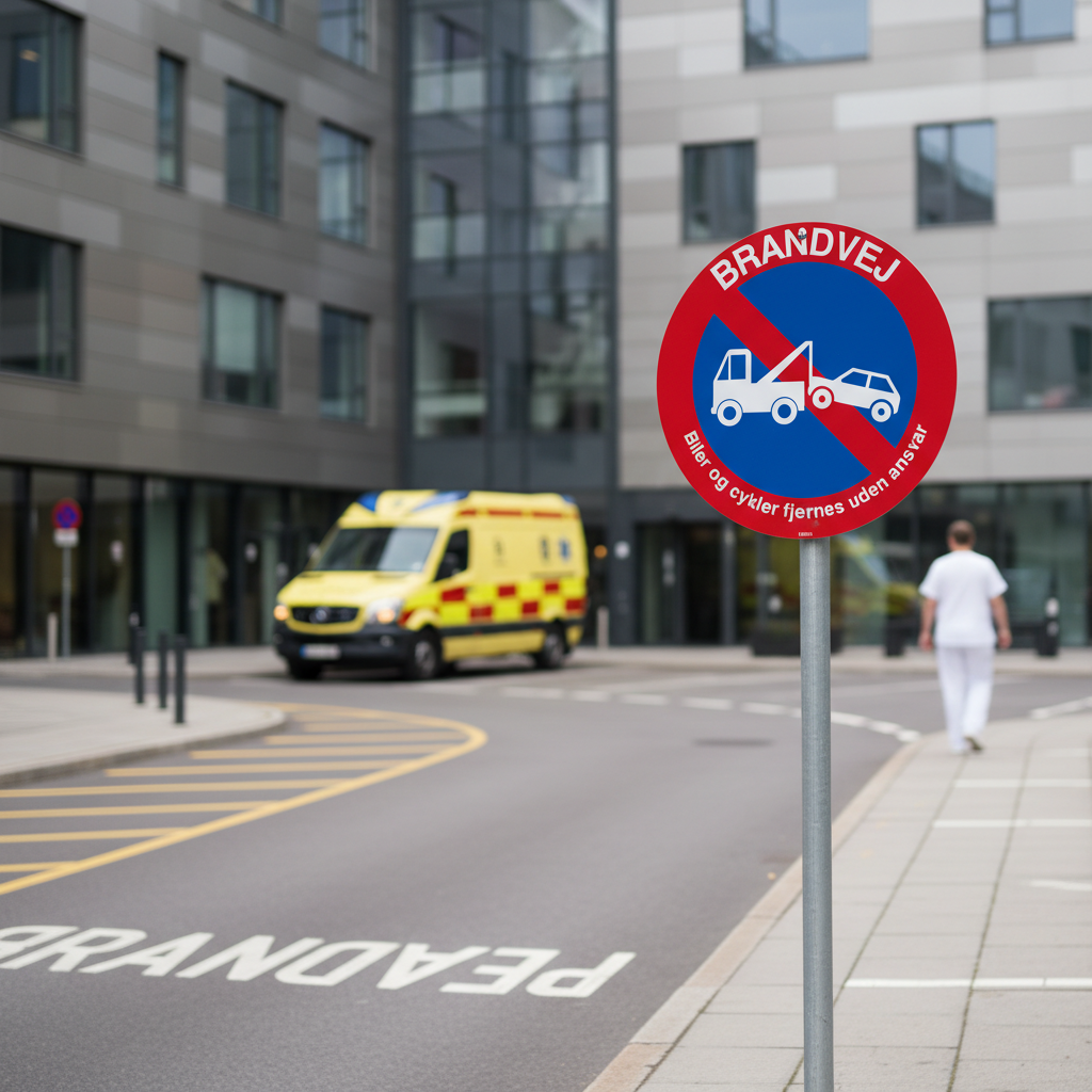 Brandvej Biler og cykler fjernes uden ansvar skilt - Billede 3