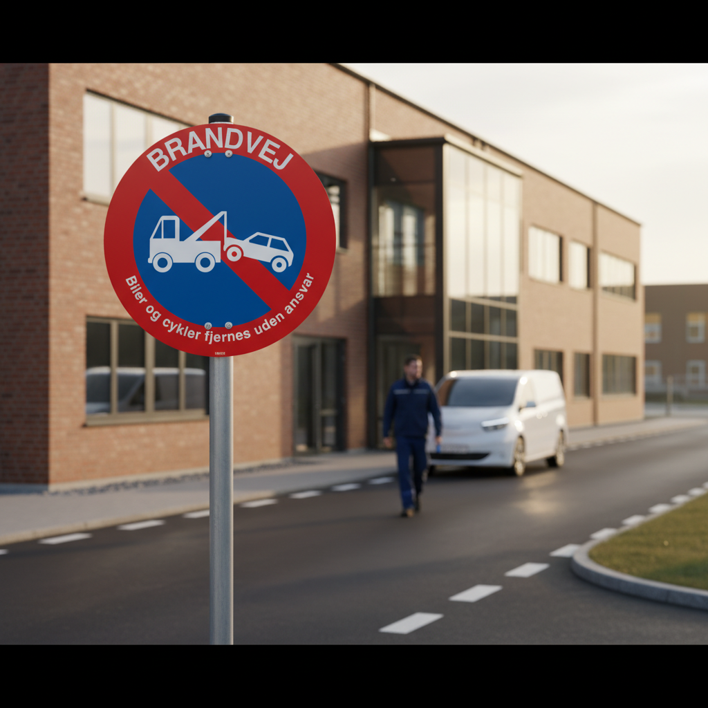 Brandvej Biler og cykler fjernes uden ansvar skilt - Billede 4
