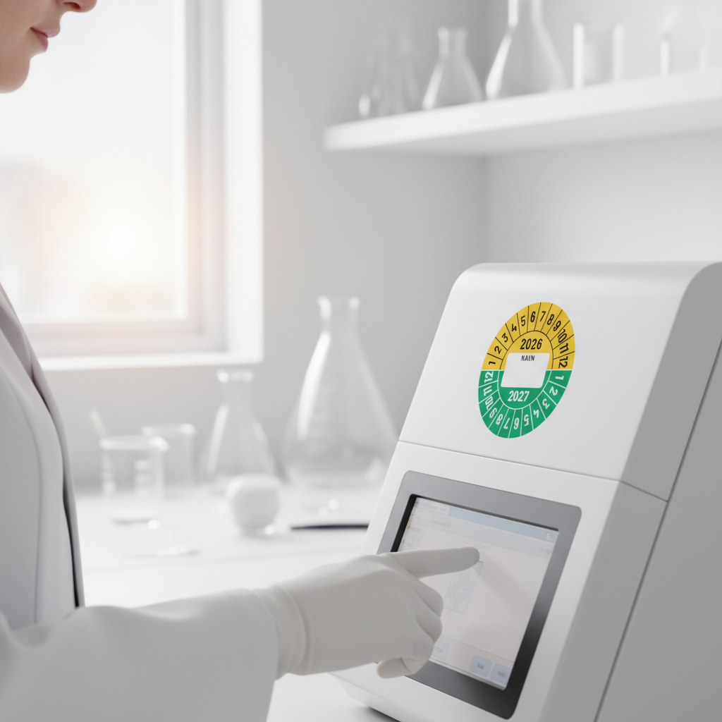 Kalibreringsmærker for 2026-2027 i gul og grøn med navn, Selvklæbende, Ø30mm - Billede 5