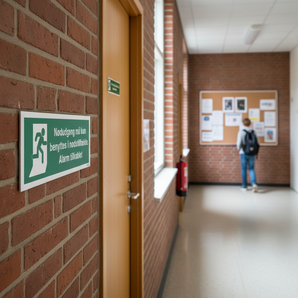 Nødudgang må kun benyttes i nødstilfælde Alarm tilkoblet skilt - Billede 2