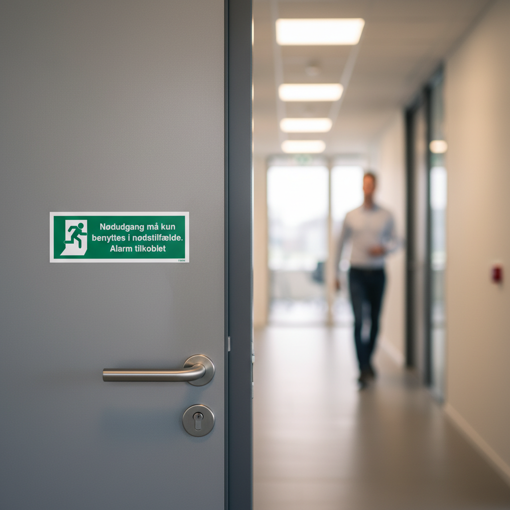 Nødudgang må kun benyttes i nødstilfælde Alarm tilkoblet skilt - Billede 4