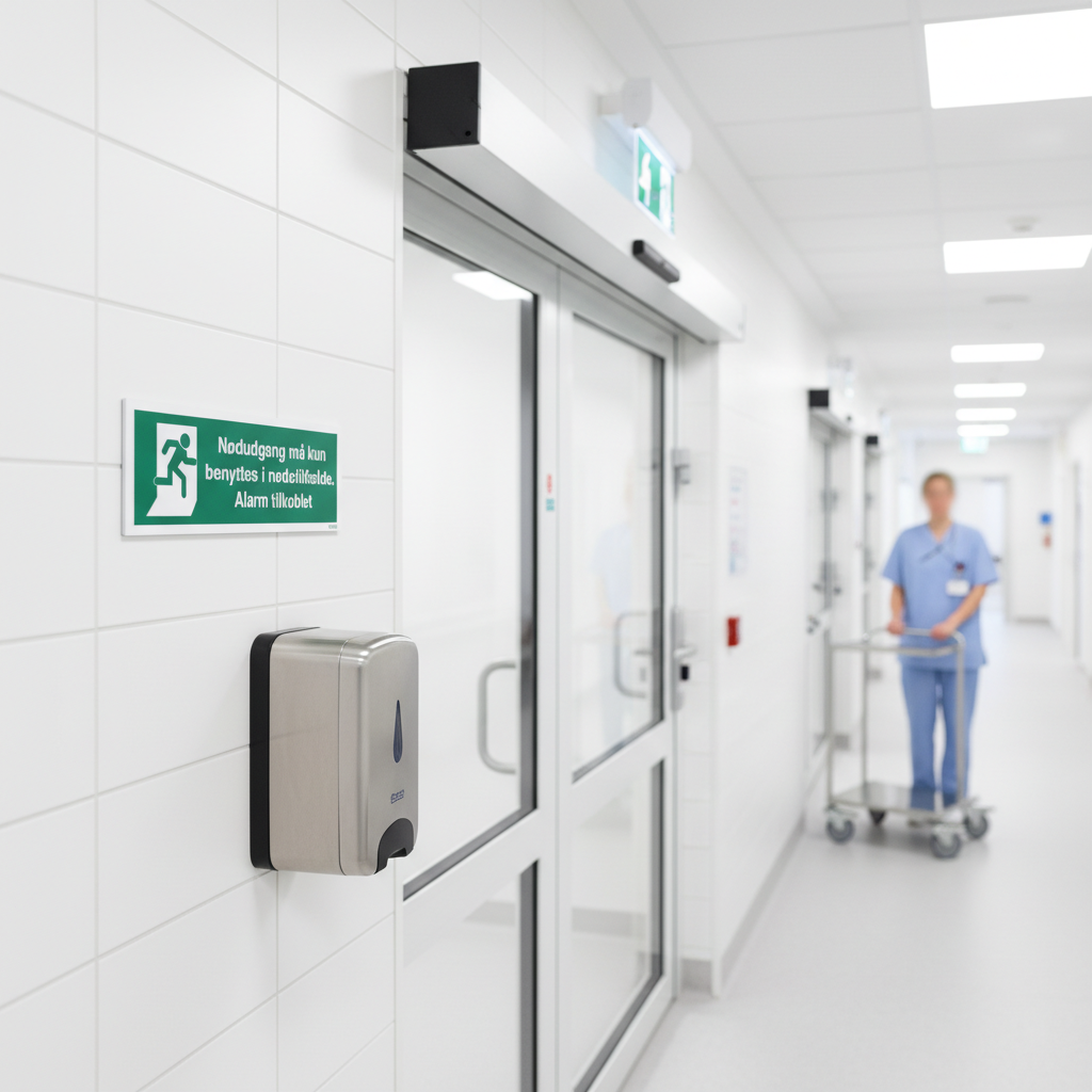 Nødudgang må kun benyttes i nødstilfælde Alarm tilkoblet skilt - Billede 5