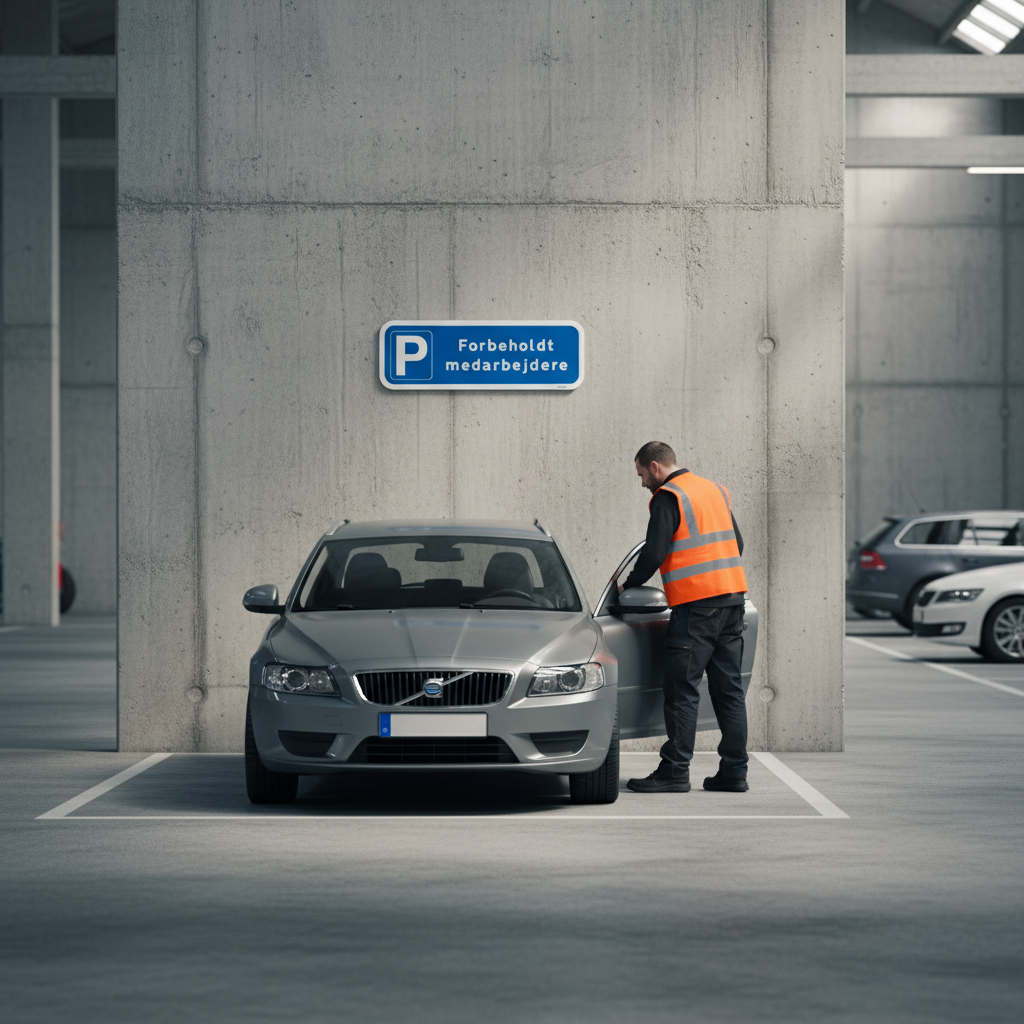 Parkeringspalds forbeholdt medarbejdere skilt - Billede 2