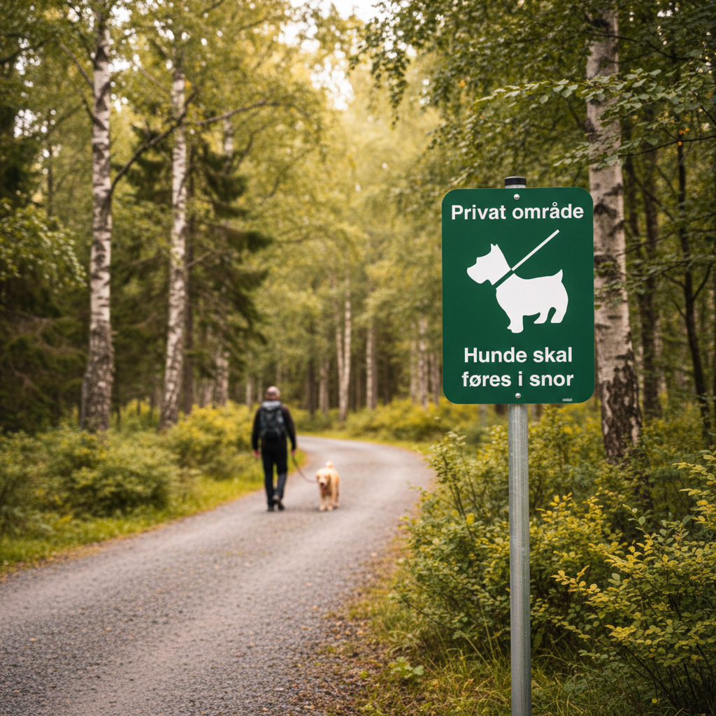 Privat område Hunde skal føres i snor skilt - Billede 2