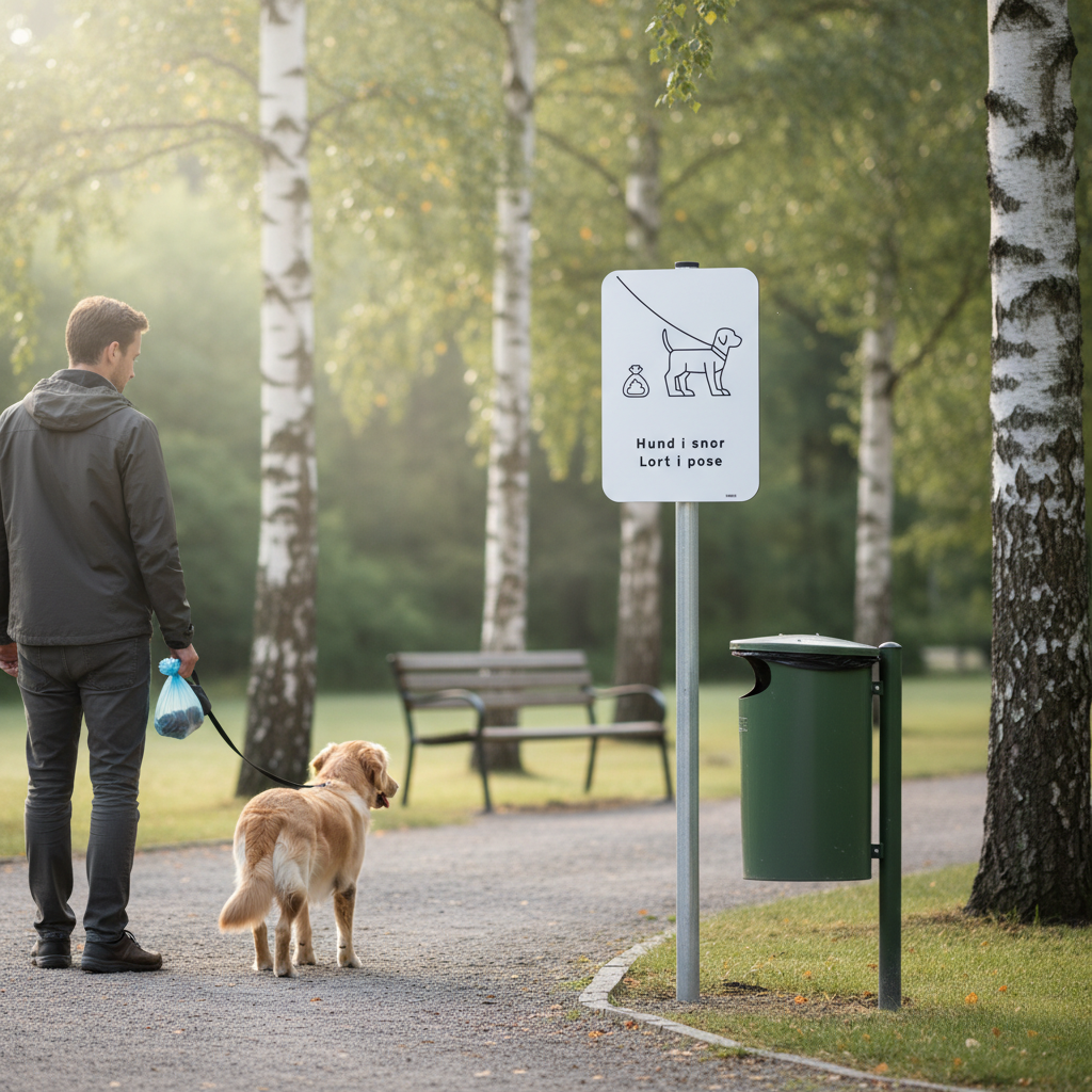 Hund i snor Lort i pose skilt - Billede 4