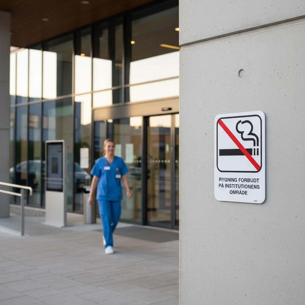 Rygning forbudt på institutionens område skilt - Billede 3