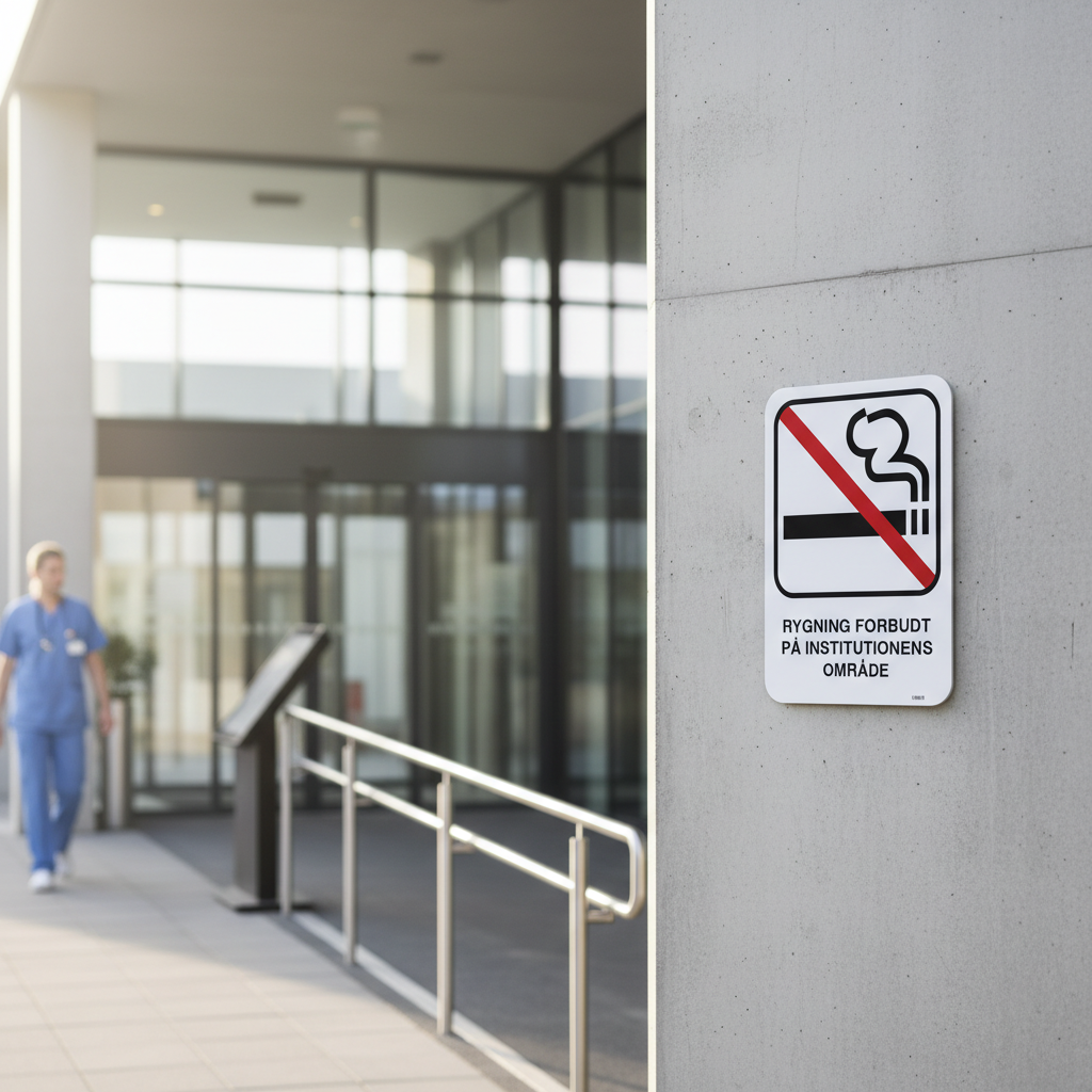 Rygning forbudt på institutionens område skilt - Billede 8