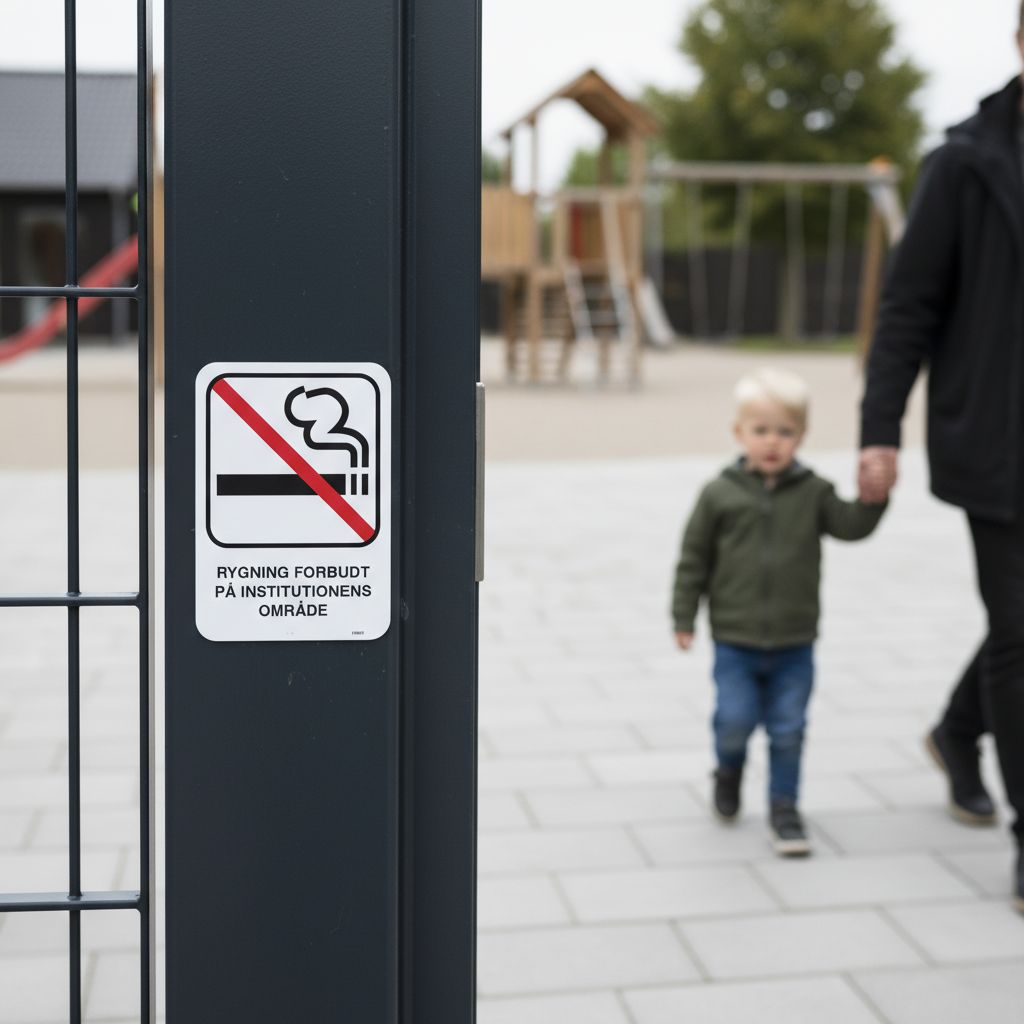 Rygning forbudt på institutionens område skilt - Billede 2