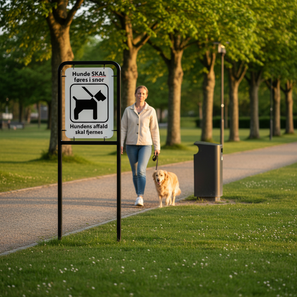 Hunde SKAL føres i snor hundens affald skal fjernes skilt - Billede 4