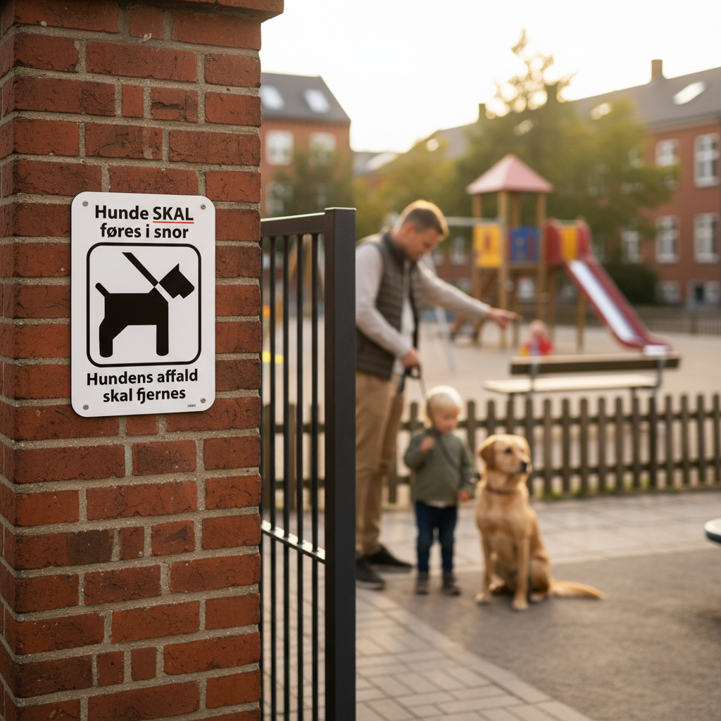 Hunde SKAL føres i snor hundens affald skal fjernes skilt - Billede 2