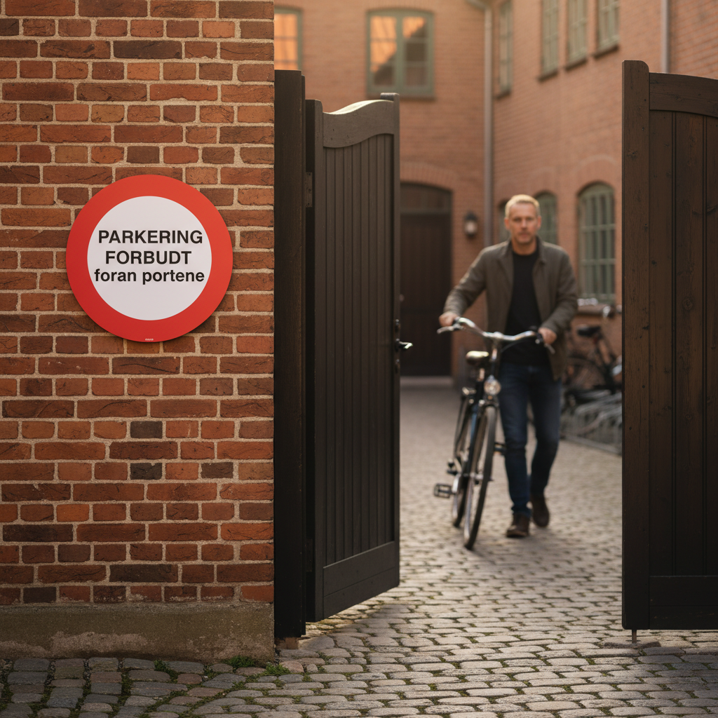 Parkering forbudt foran portene skilt - Billede 5