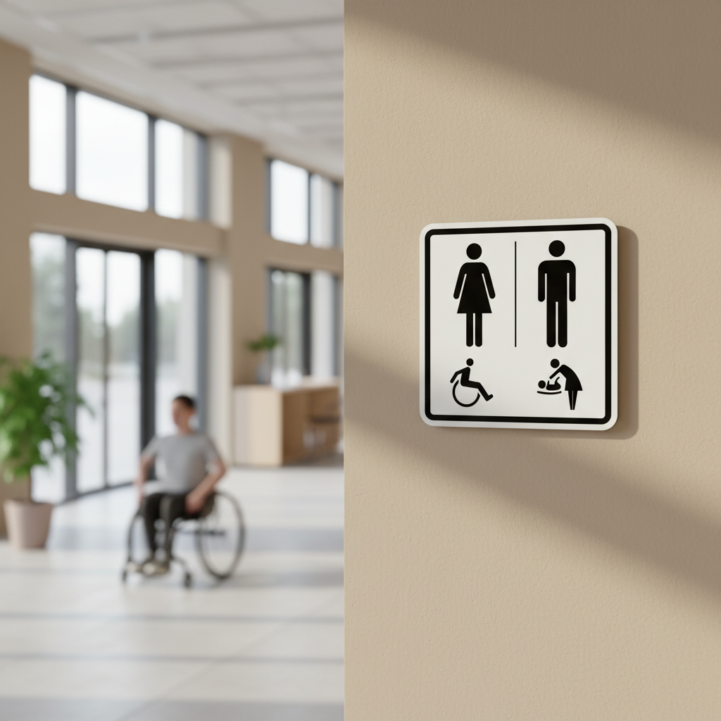 Dame, Herre og Handicap toilet samt pusleplads skilt - Billede 2