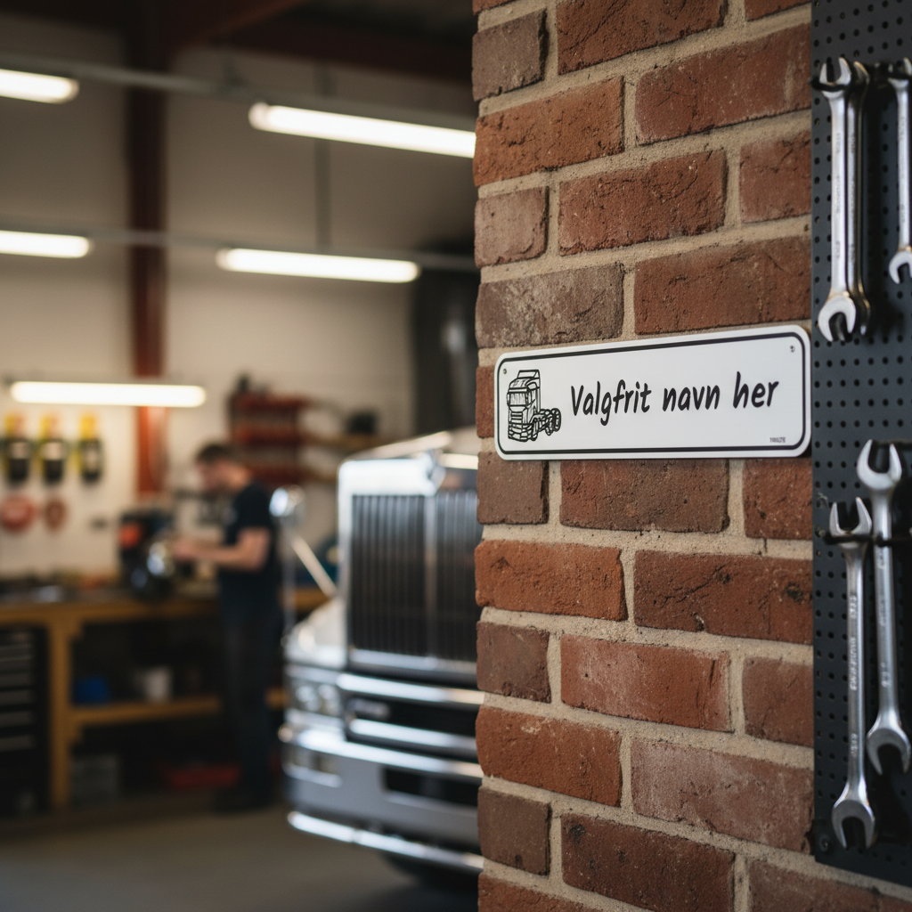 Sort trucker skilt med lastbil og navn - Billede 2