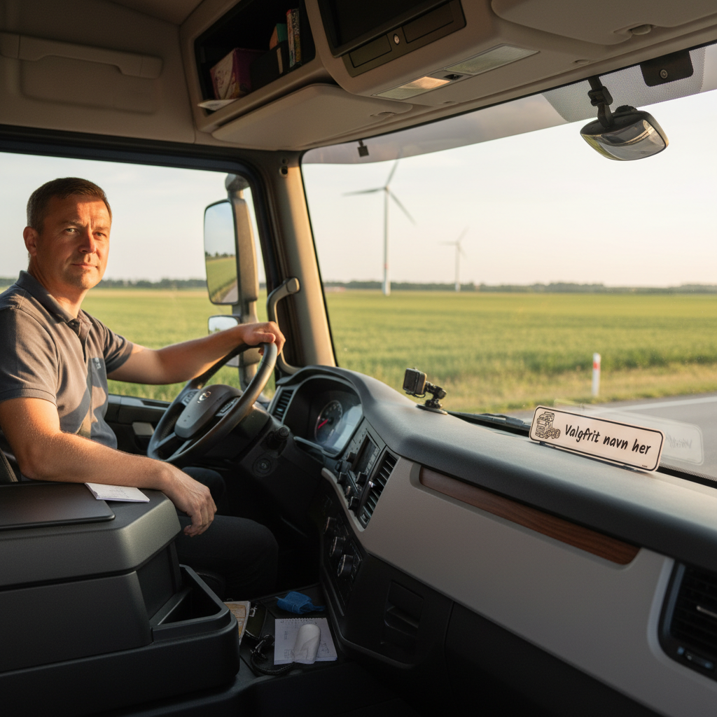 Sort trucker skilt med lastbil og navn - Billede 3