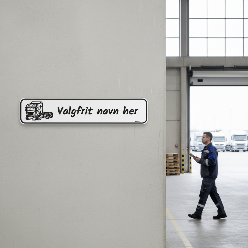 Sort trucker skilt med lastbil og navn - Billede 9