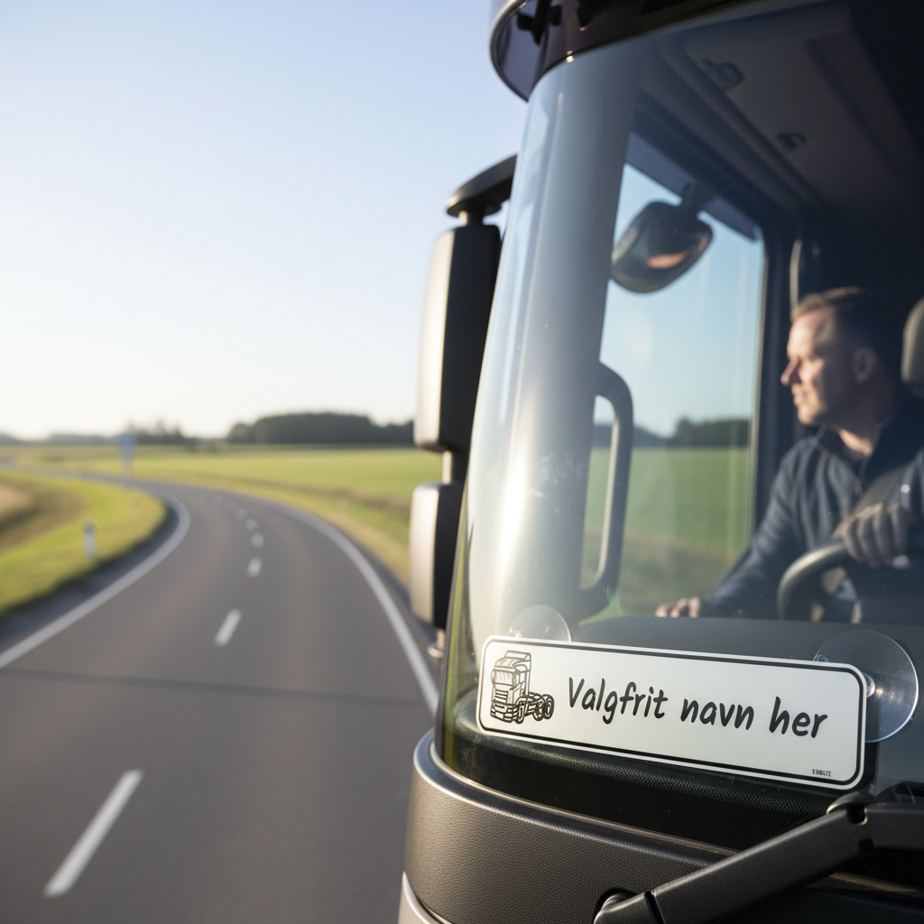 Sort trucker skilt med lastbil og navn - Billede 6