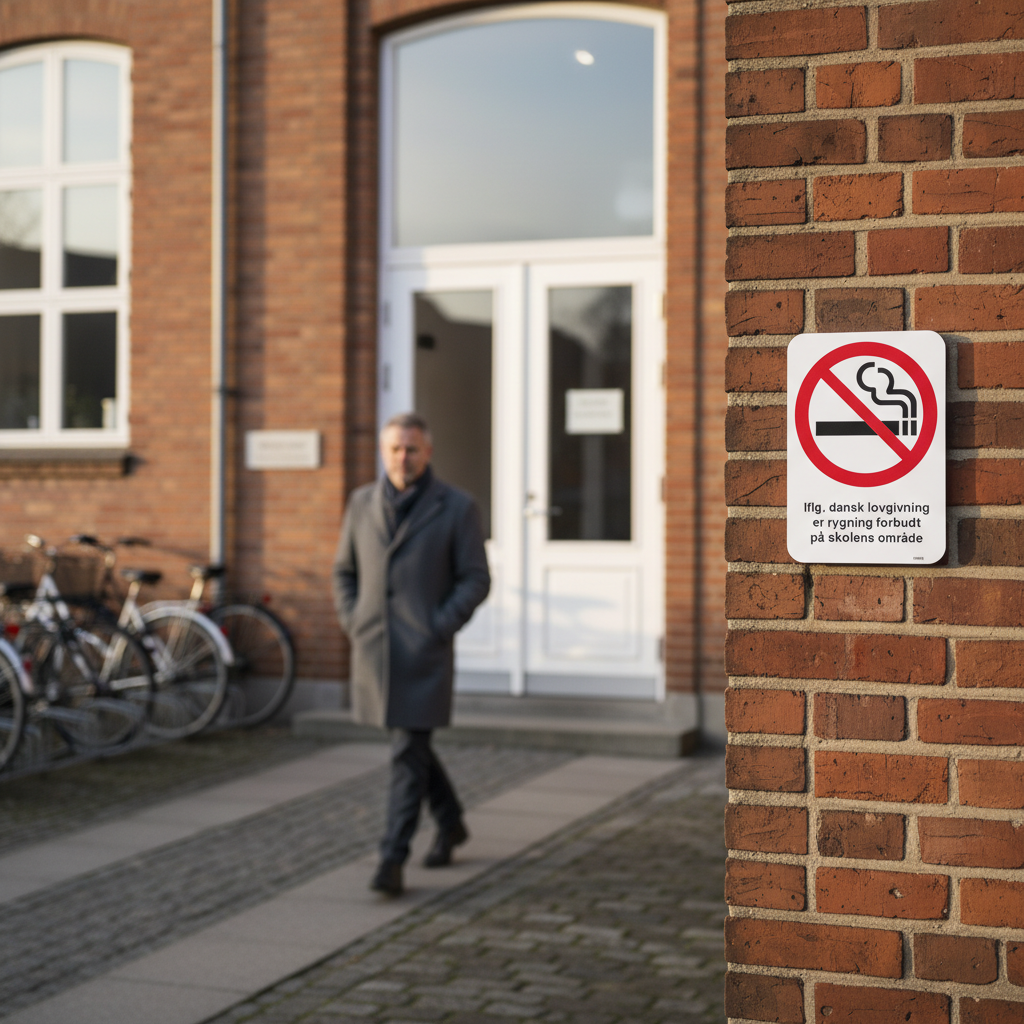 Iflg. dansk lovgivning er rygning forbudt på skolens område skilt - Billede 5