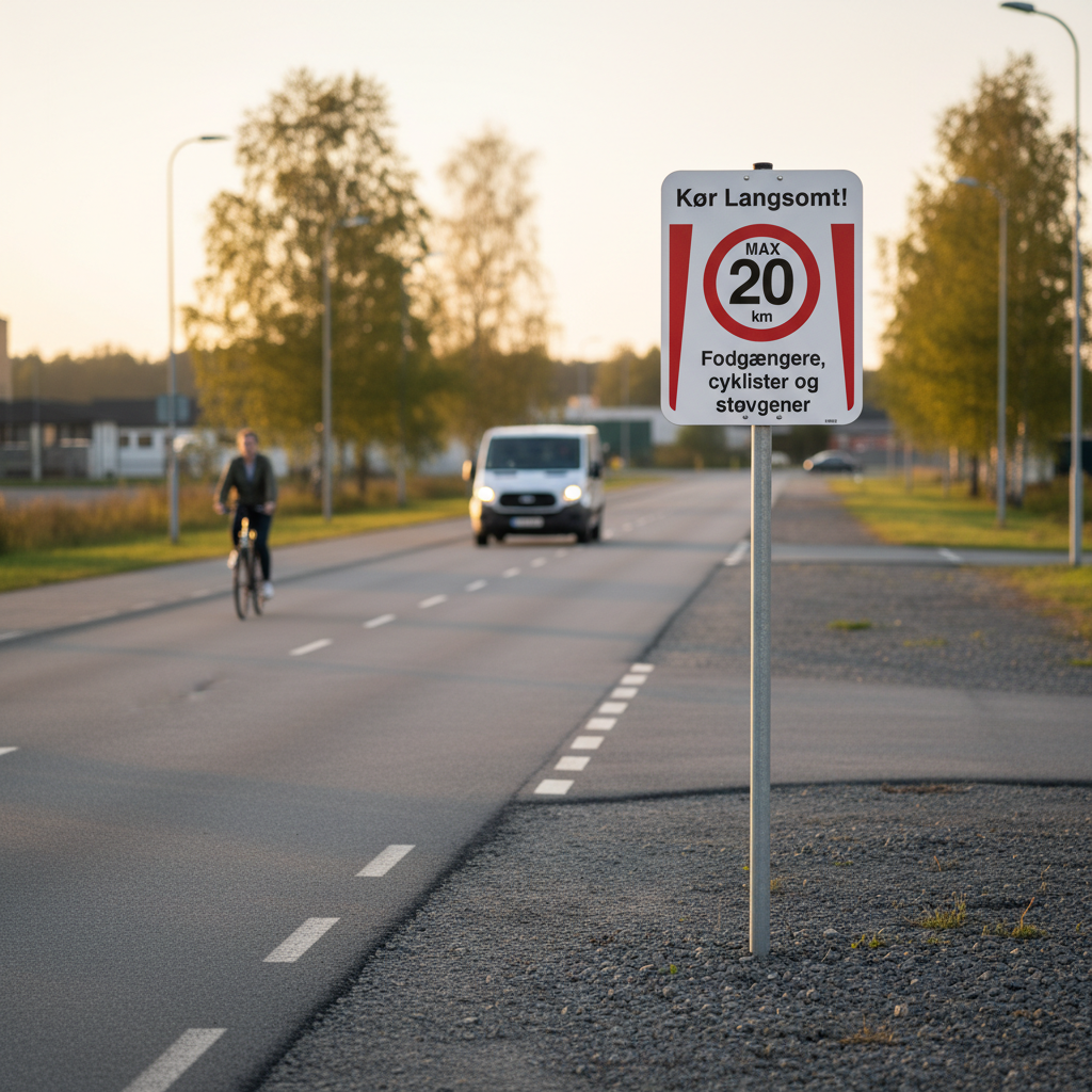 Fodgængere, cyklister og støvgener. Fartdæmpendeskilt - Billede 5