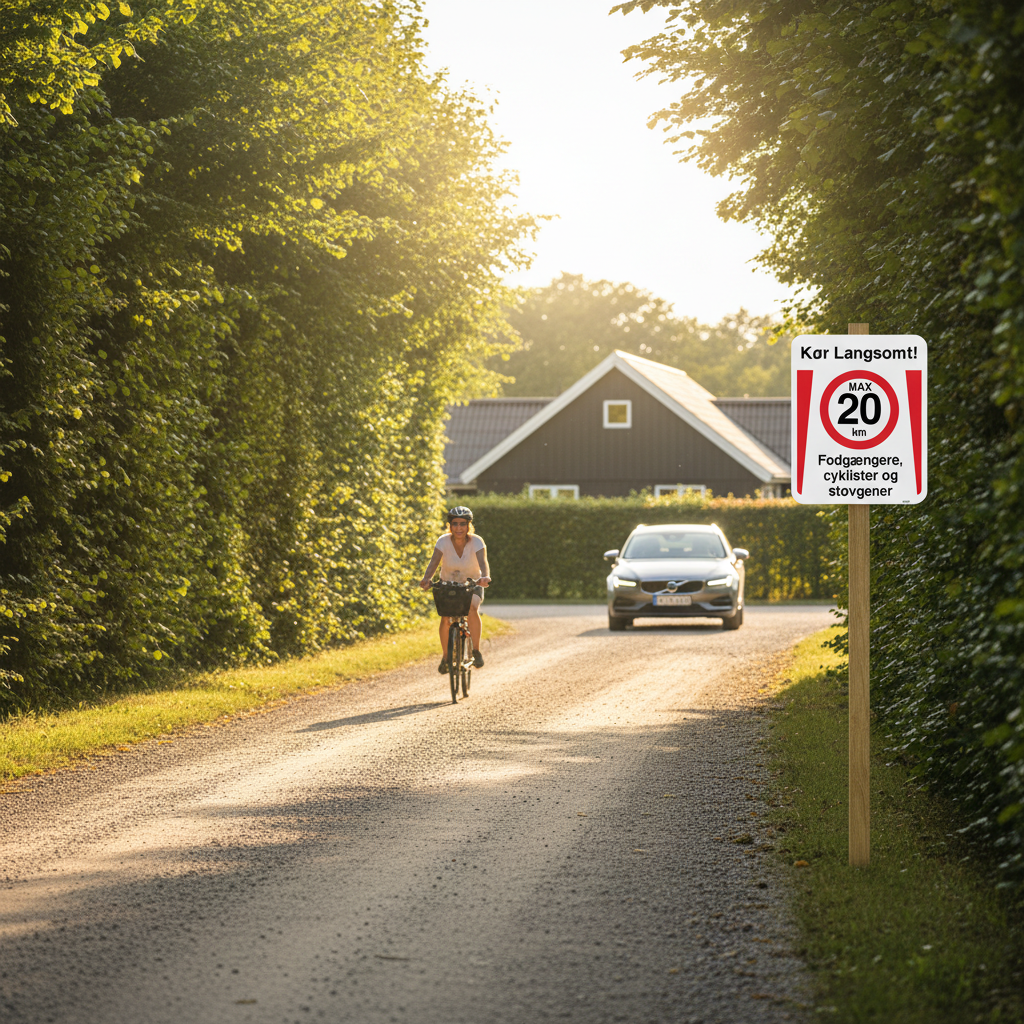 Fodgængere, cyklister og støvgener. Fartdæmpendeskilt - Billede 3