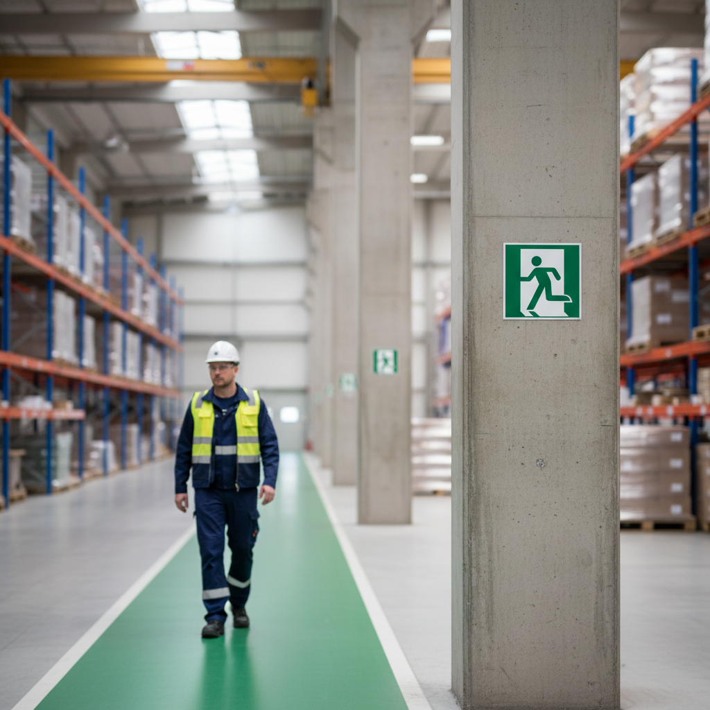 Nødudgang til venstre flugtvej skilt ISO E001 - Billede 5