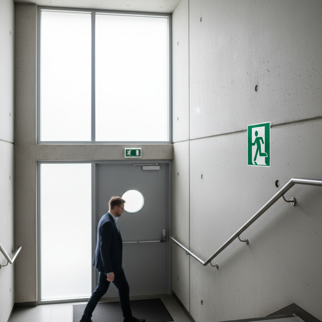 Nødudgang til venstre flugtvej skilt ISO E001 - Billede 3