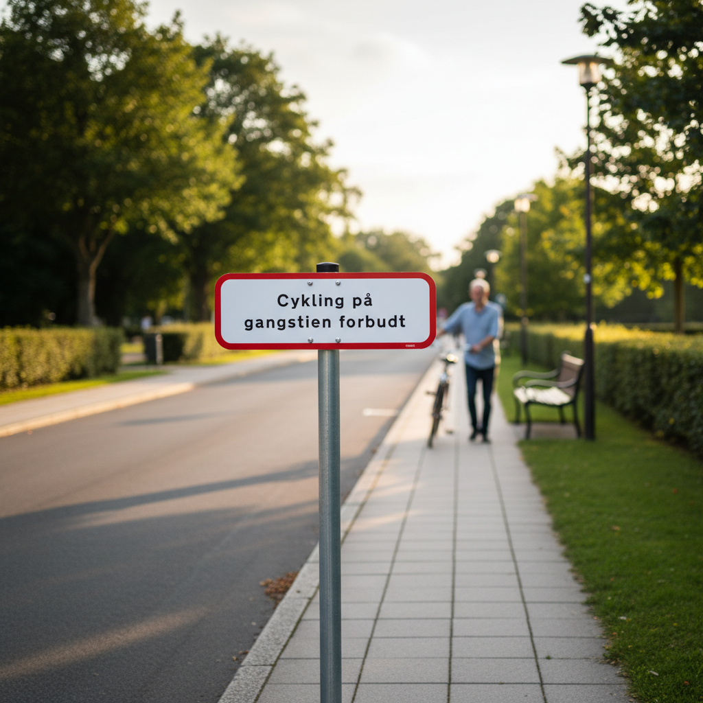Cykling på gangstien forbudt skilt - Billede 4