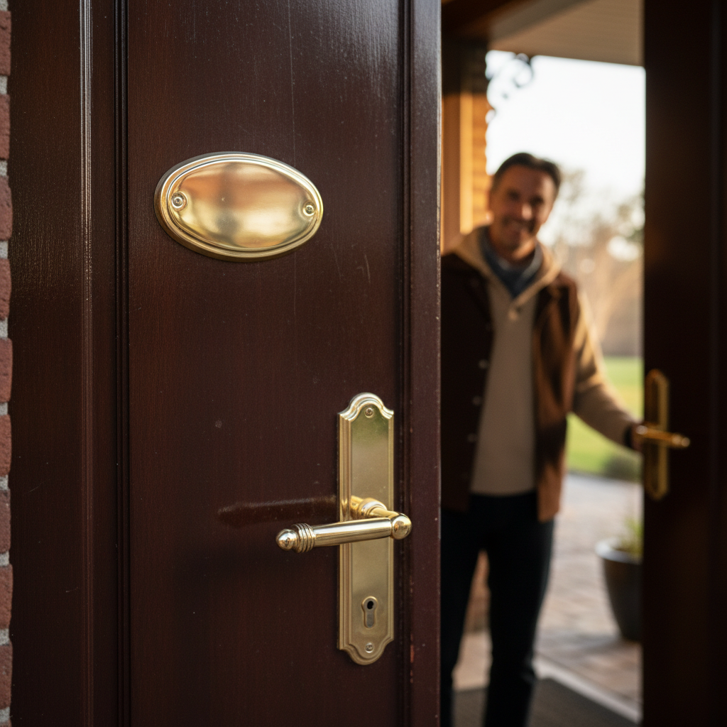 Dørskilt Messing - Oval - Billede 5