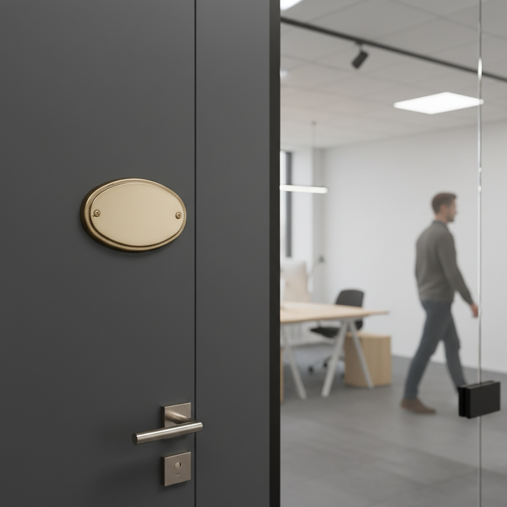 Dørskilt Messing - Oval - Billede 4