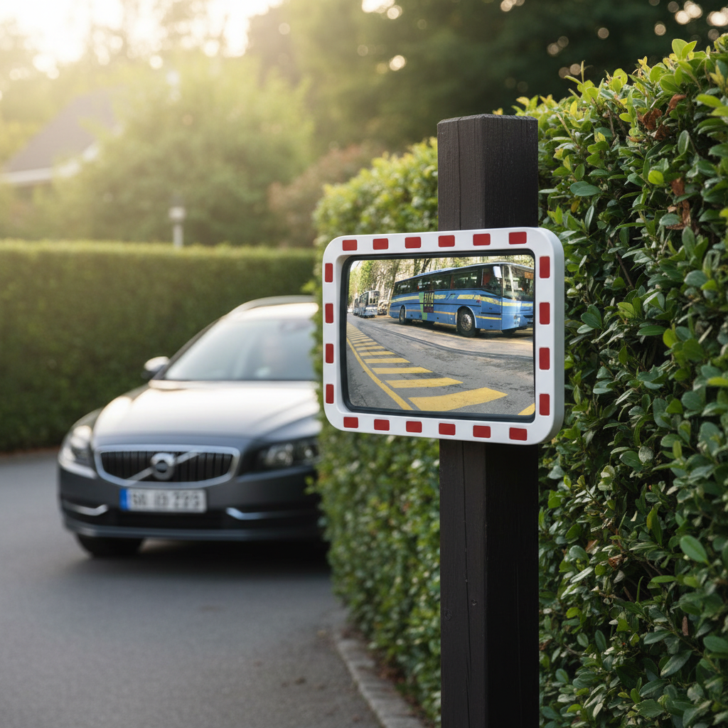 Trafikspejl 60x40 cm m/rød og hvid ramme - Billede 2