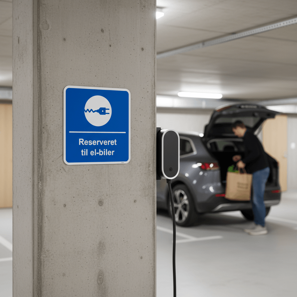 Reserveret til el-biler kvadratisk oplader skilt - Billede 2
