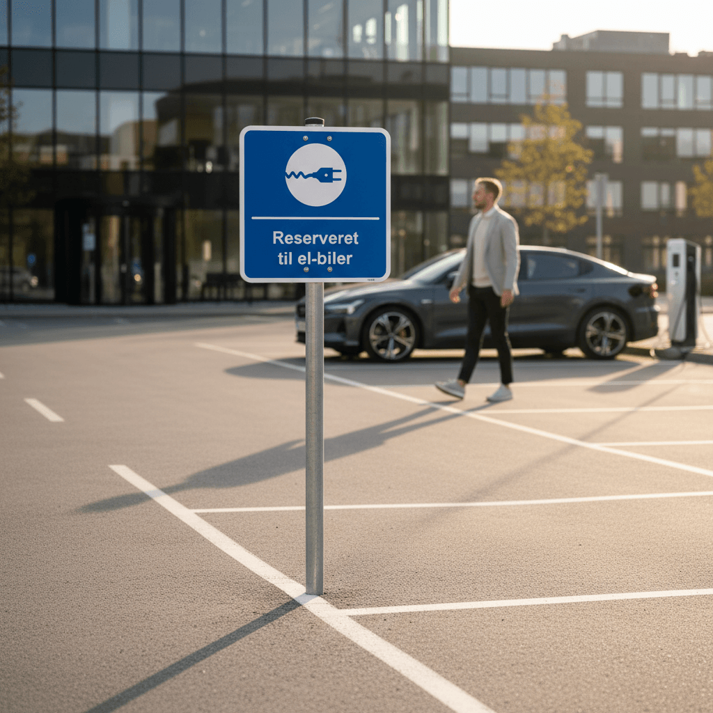 Reserveret til el-biler kvadratisk oplader skilt - Billede 5