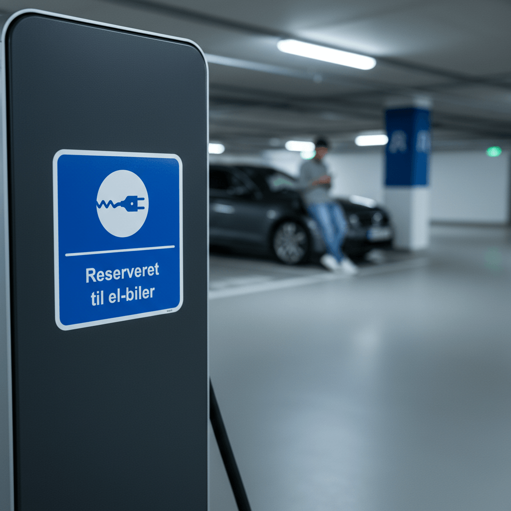 Reserveret til el-biler kvadratisk oplader skilt - Billede 3