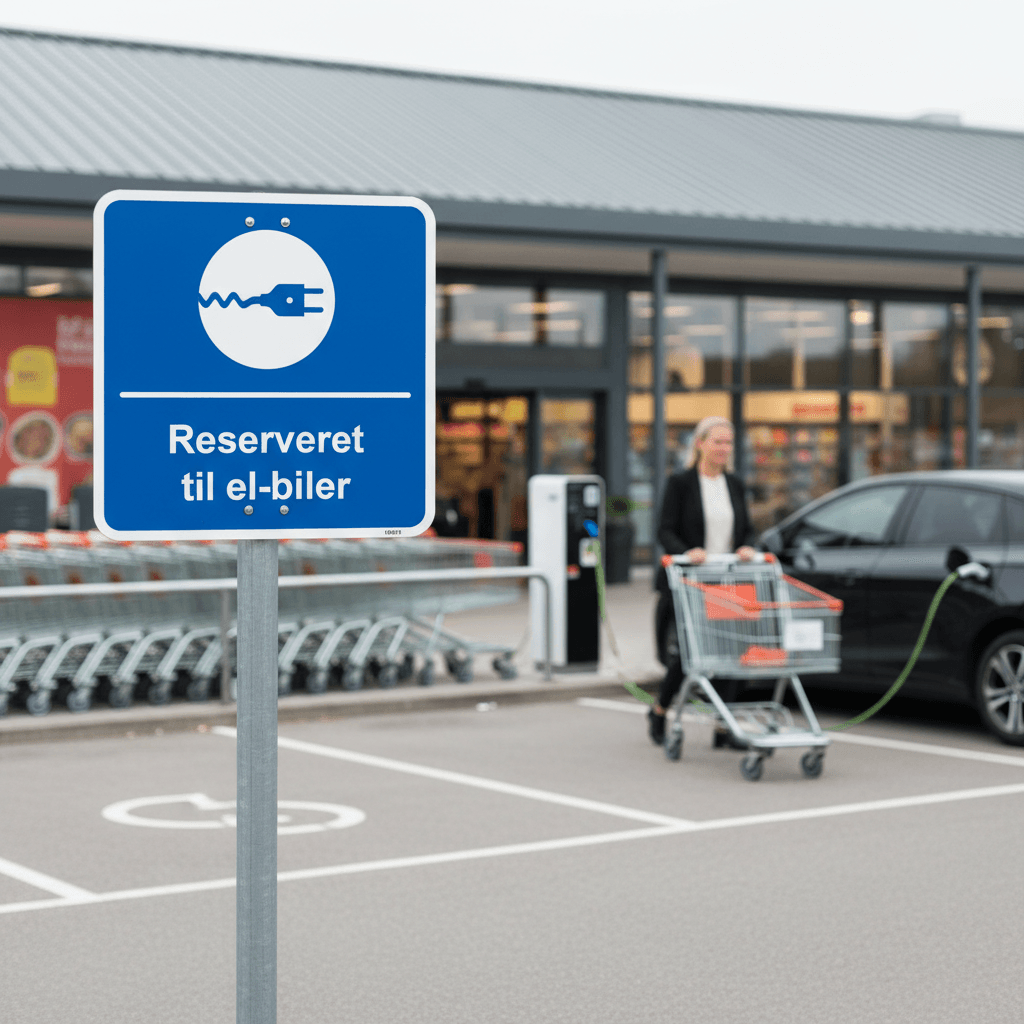 Reserveret til el-biler kvadratisk oplader skilt - Billede 4