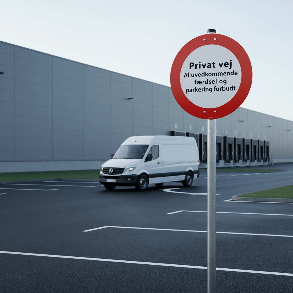 Privat vej al uvedkommende færdsel og parkering forbudt skilt - Billede 3
