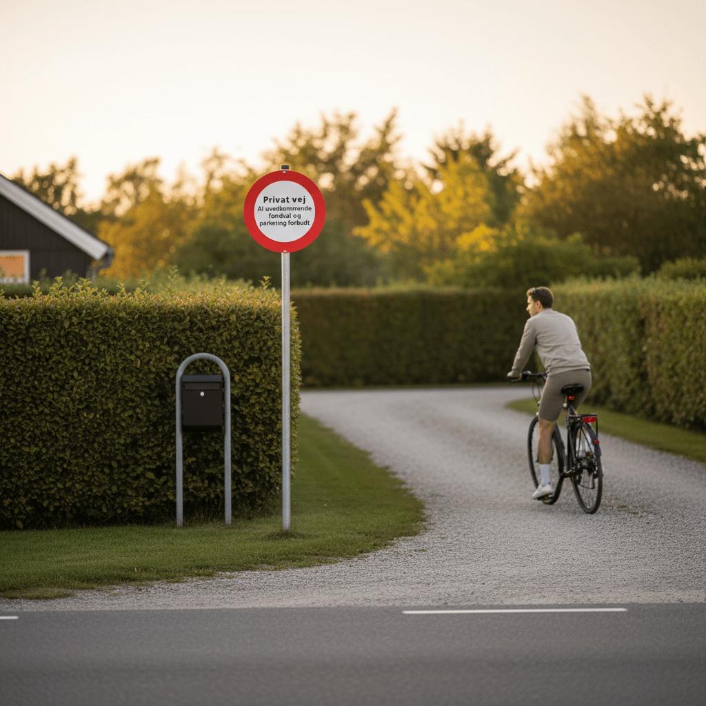 Privat vej al uvedkommende færdsel og parkering forbudt skilt - Billede 2
