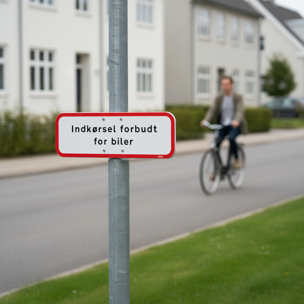 Indkørsel forbudt for biler skilt - Billede 3