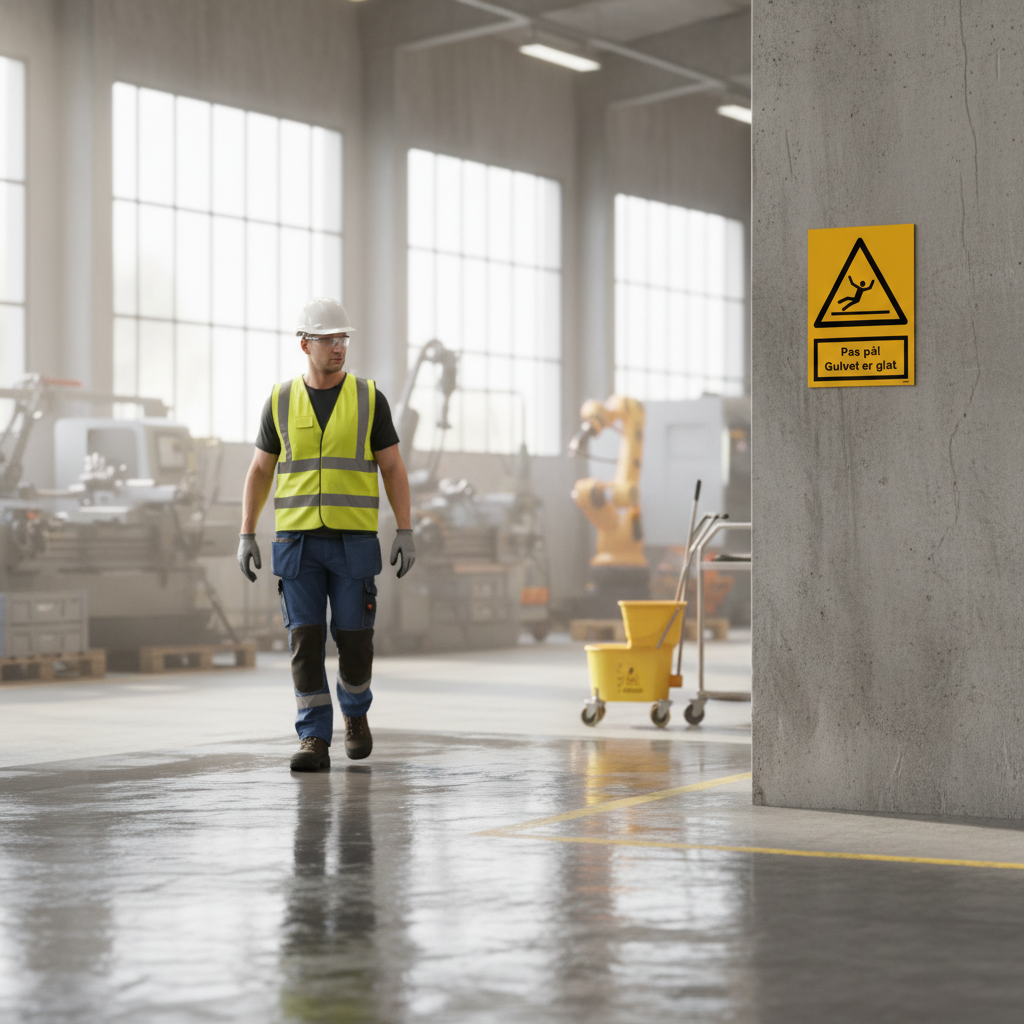 Gulvet kan være glat skilt - Billede 3