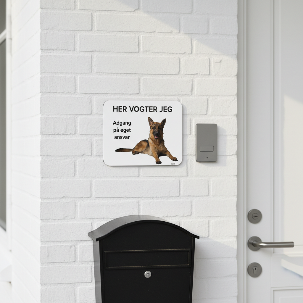 Schæferhund Her vogter jeg Adgang på eget ansvar skilt - Billede 2