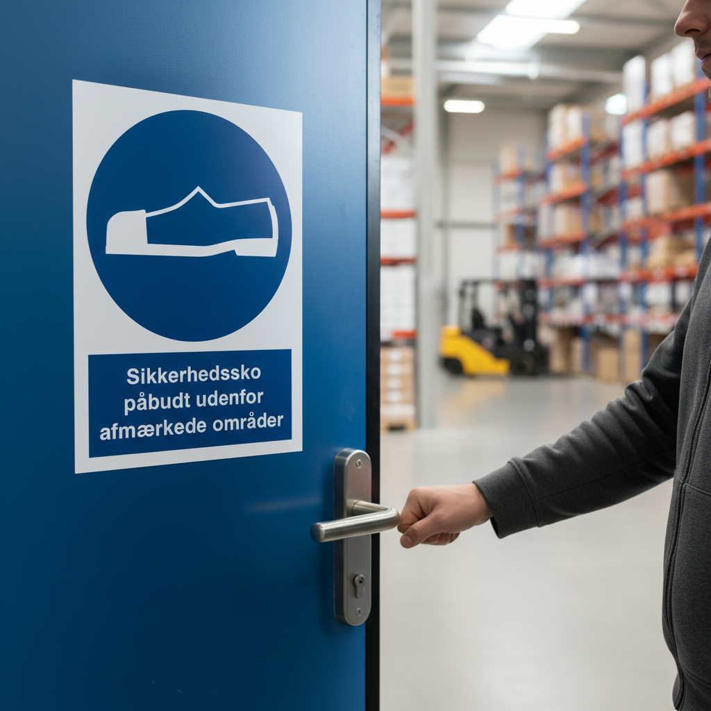 Sikkerhedssko påbudt udenfor afmærkede områder Skilt - Billede 3