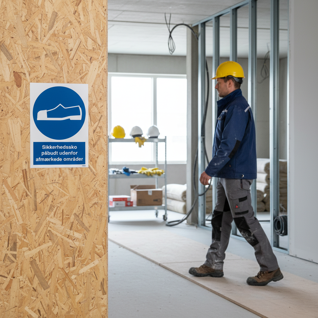 Sikkerhedssko påbudt udenfor afmærkede områder Skilt - Billede 4