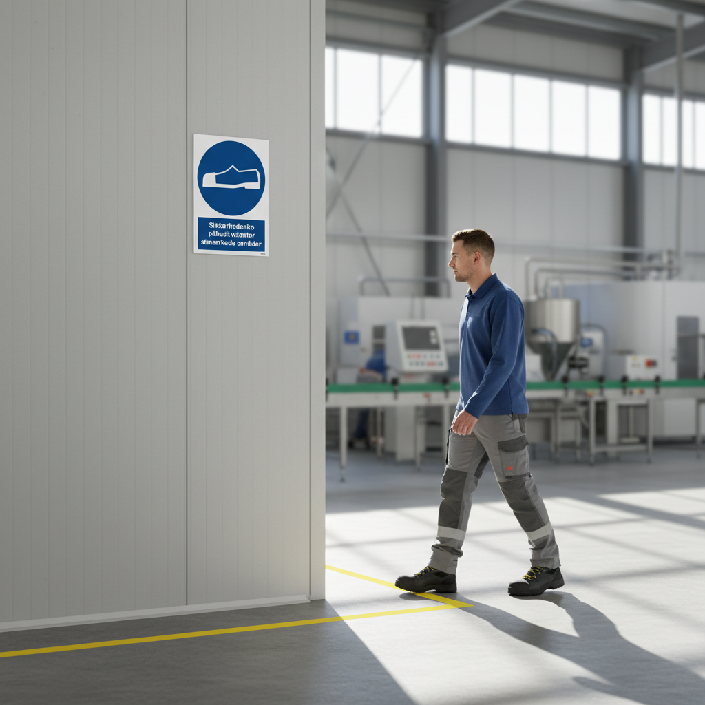 Sikkerhedssko påbudt udenfor afmærkede områder Skilt - Billede 2