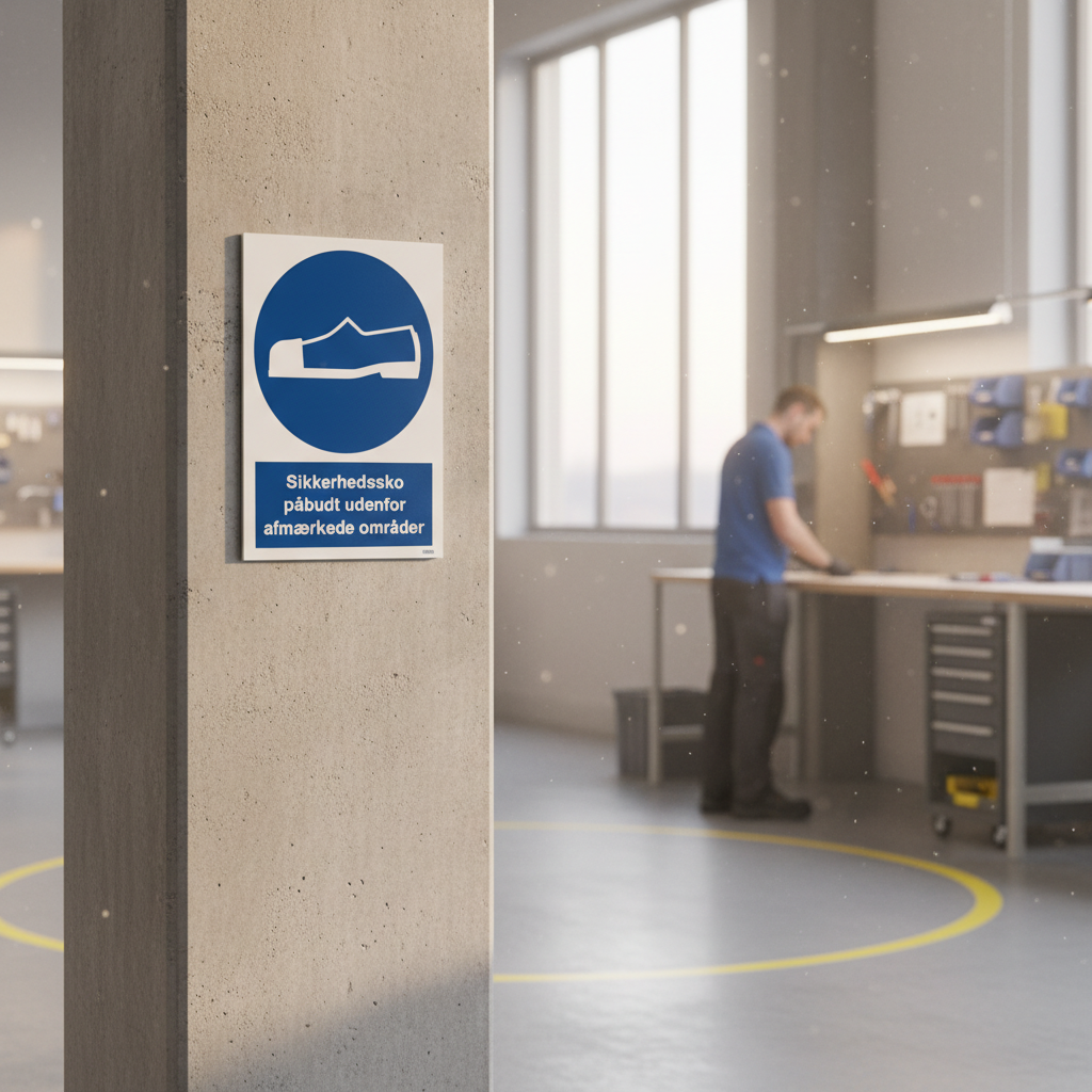 Sikkerhedssko påbudt udenfor afmærkede områder Skilt - Billede 5