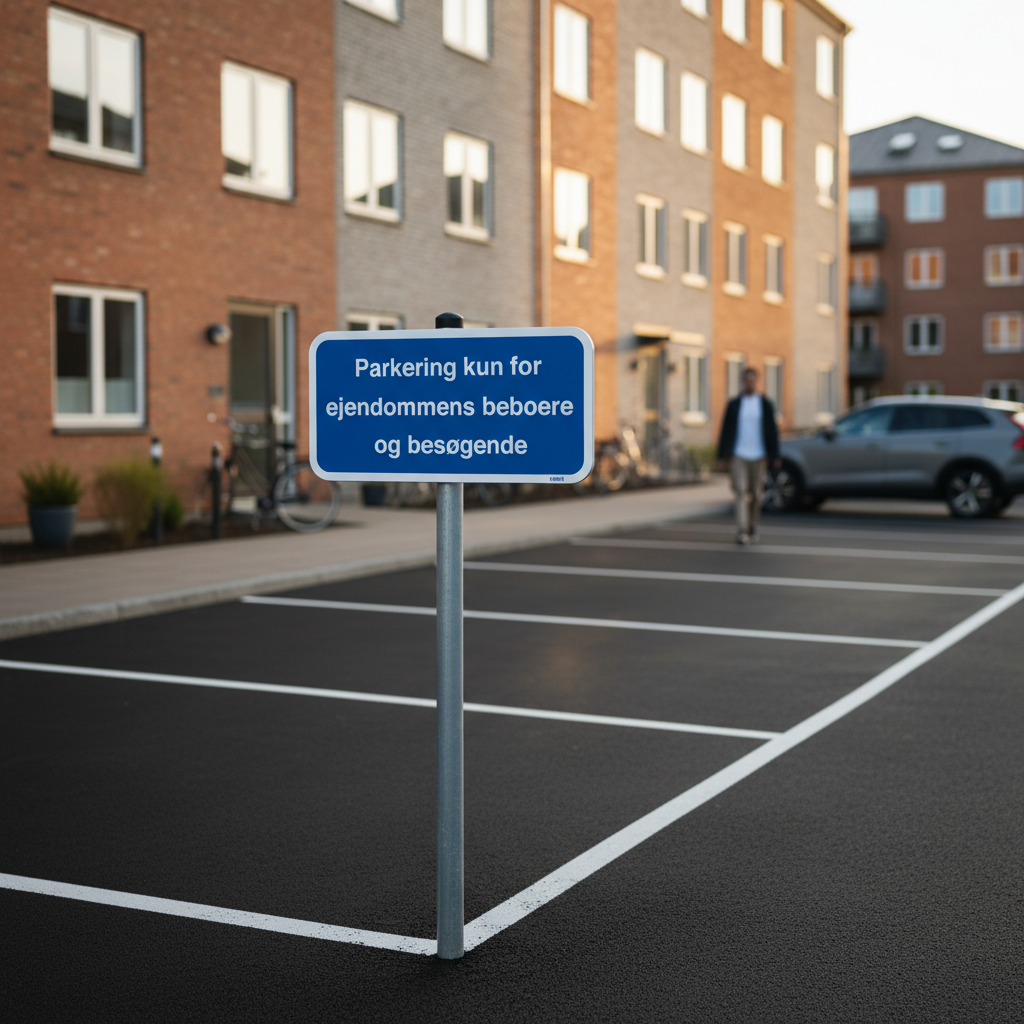 Parkering kun for ejendommens beboere og besøgende. P-skilt - Billede 3